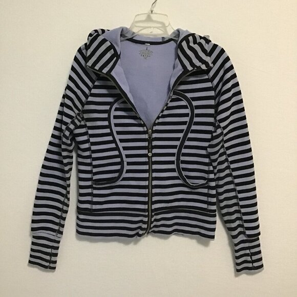 Lululemon Special Edition Scuba Hoodie Om Namaste Sea Stripe Polar Haze Size 10 - Picture 8 of 14
